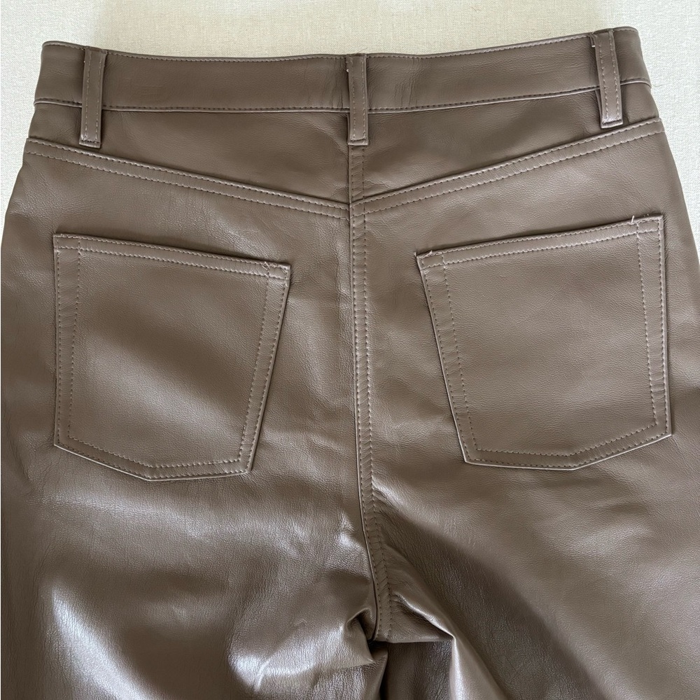 Aritzia Wilfred vegan leather pant Melina cropped 6 brown taupe - Picture 7 of 8